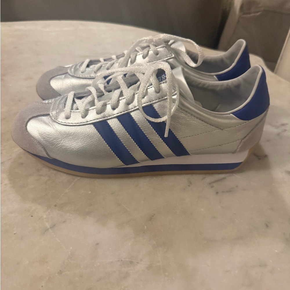 Adidas Country Silver and Blue Sneakers